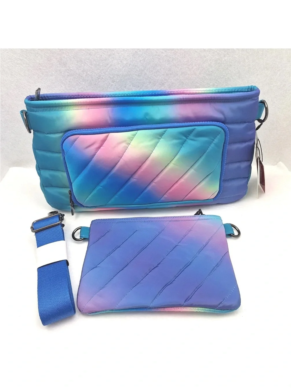 THINK ROYLN Rainbow Quilted 3-in-1 Crossbody Set - Blue Purple Pink Gradient